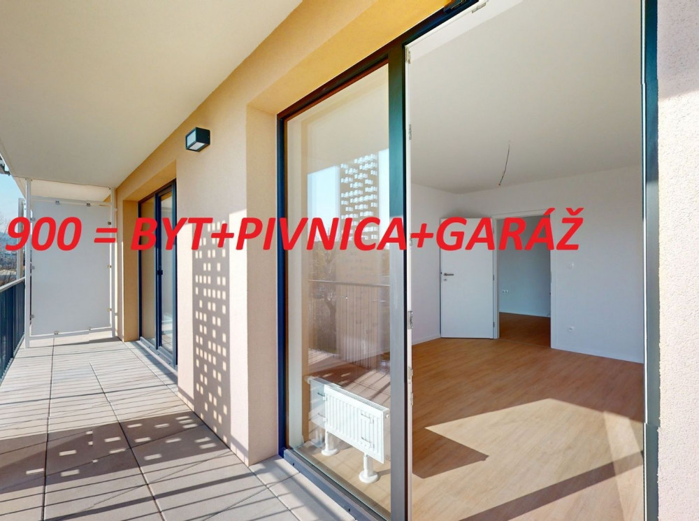 Slnečný 2 izbový byt v projekte RNDZ s terasou 12 m2 a vnútorným parkovacím státím a pivnicou 191.900 €