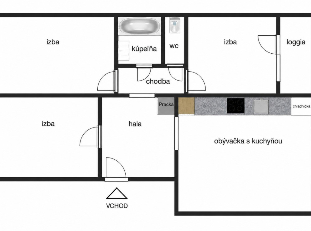 4izb. byt s loggiou v osem podlažnom dome na začiatku Petržalky, ul. Kapicova