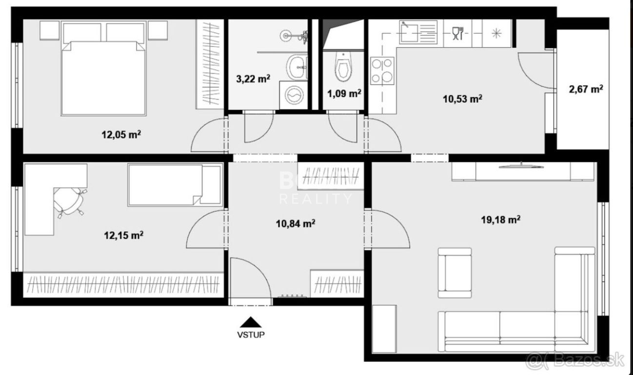 3 izbový byt na Dlhých Dieloch po kompletnej rekonštrukcii.